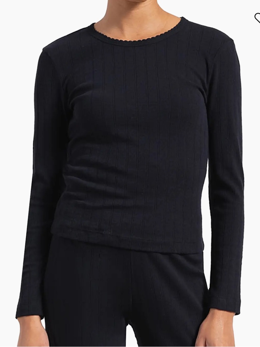 LESET Pointelle Slim Fit Long Sleeve Sz M